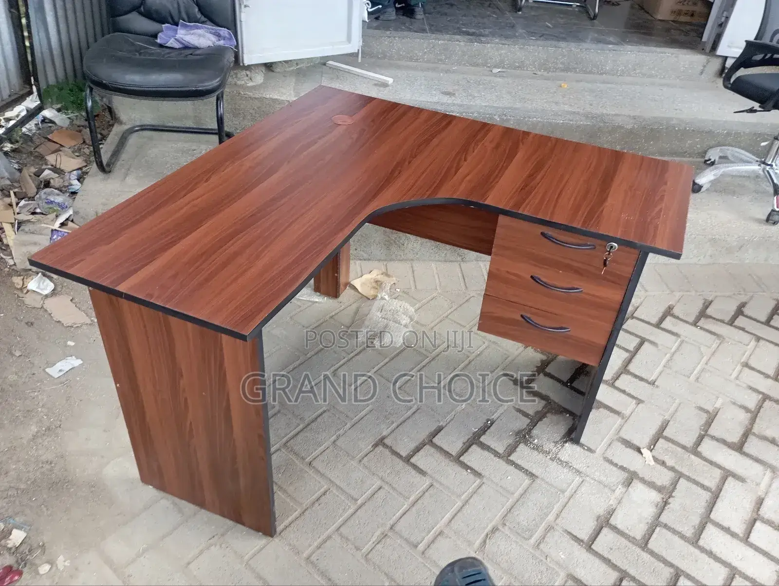 Dark Brown Lshape Office Desk