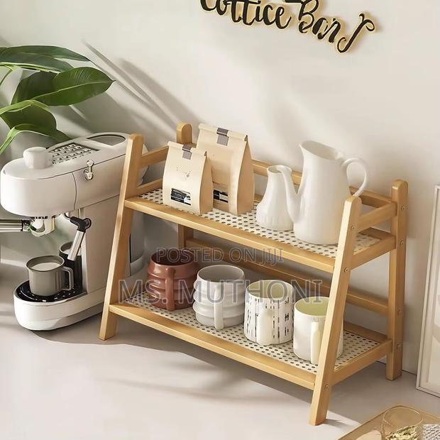 Wicker Style Bamboo Countertop Storage Rack. - thumbnail 2