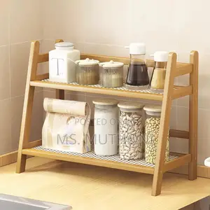 Wicker Style Bamboo Countertop Storage Rack.