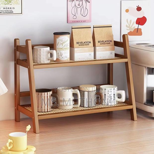 Wicker Style Bamboo Countertop Storage Rack. - thumbnail 4