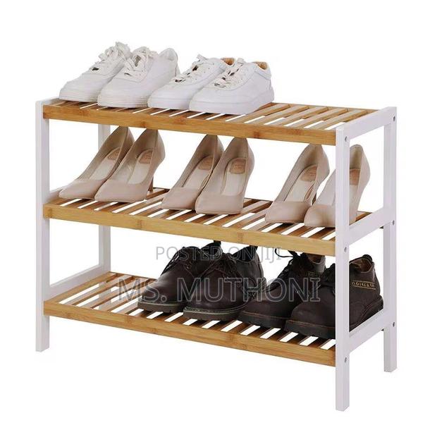 Versatile 3 Layer Natural Bamboo Shoe Rack/ Storage Organizer - thumbnail 3