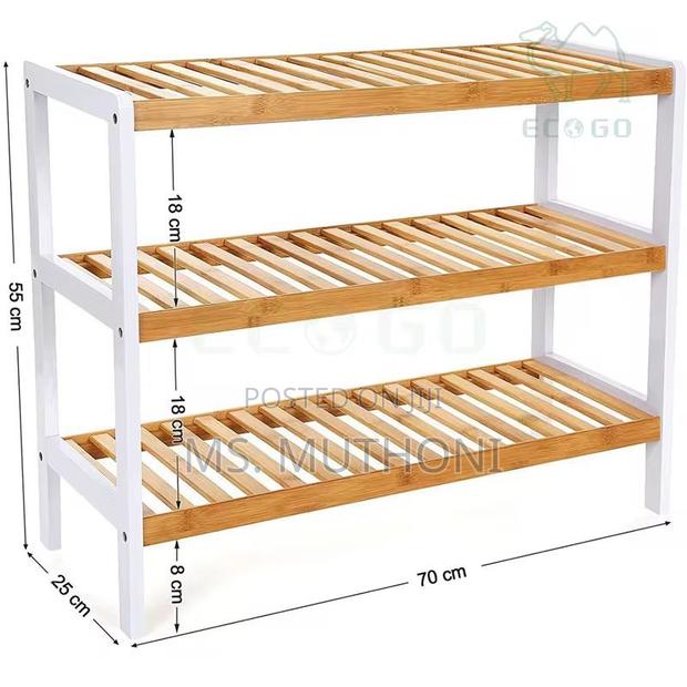 Versatile 3 Layer Natural Bamboo Shoe Rack/ Storage Organizer - thumbnail 7