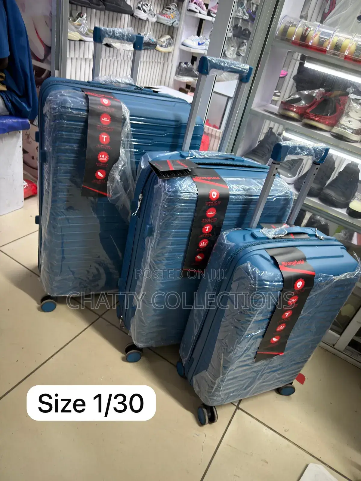 Turquoise Blue 3 in 1 Rubber Unbreakable Suitcase Size 1