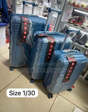 Turquoise Blue 3 in 1 Rubber Unbreakable Suitcase Size 1