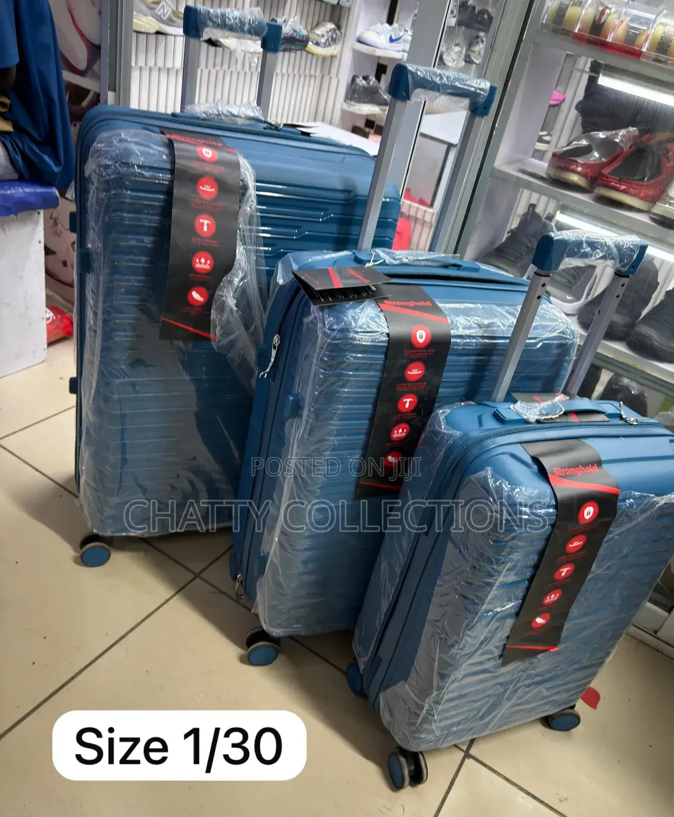 Turquoise Blue 3 in 1 Rubber Unbreakable Suitcase Size 1