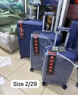 Blue Navy 3 in 1 Rubber Unbreakable Suitcase Size 2