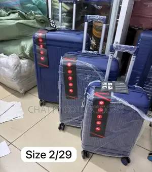 Blue Navy 3 in 1 Rubber Unbreakable Suitcase Size 2