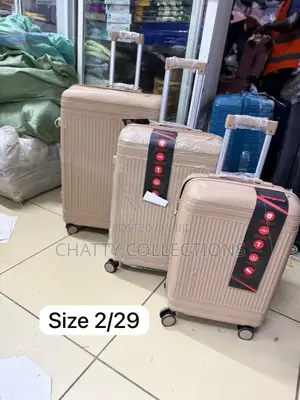 Beige 3 in 1 Beige Rubber Unbreakable Suitcase Size 2