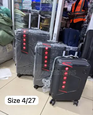 Black 3 in 1 Rubber Unbreakable Suitcase Size 4 ( Pink)