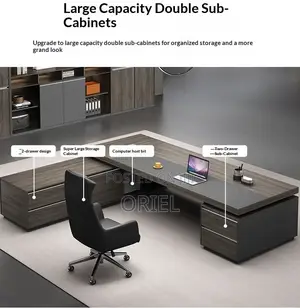 Executive Desks : Modern L-Shaped Corporate Office Desk