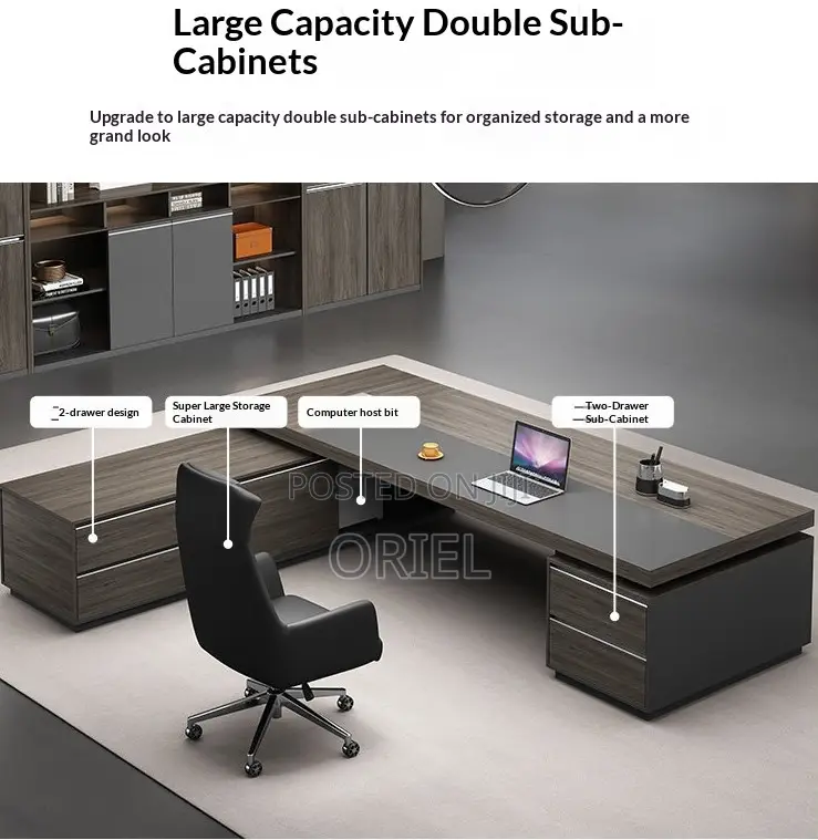 Executive Desks : Modern L-Shaped Corporate Office Desk