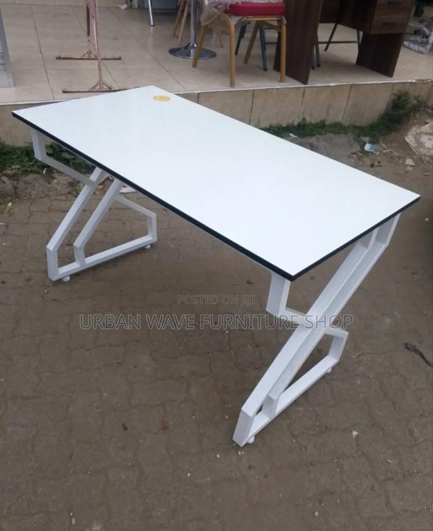 White Computer  Desk With Black Lipping - main view