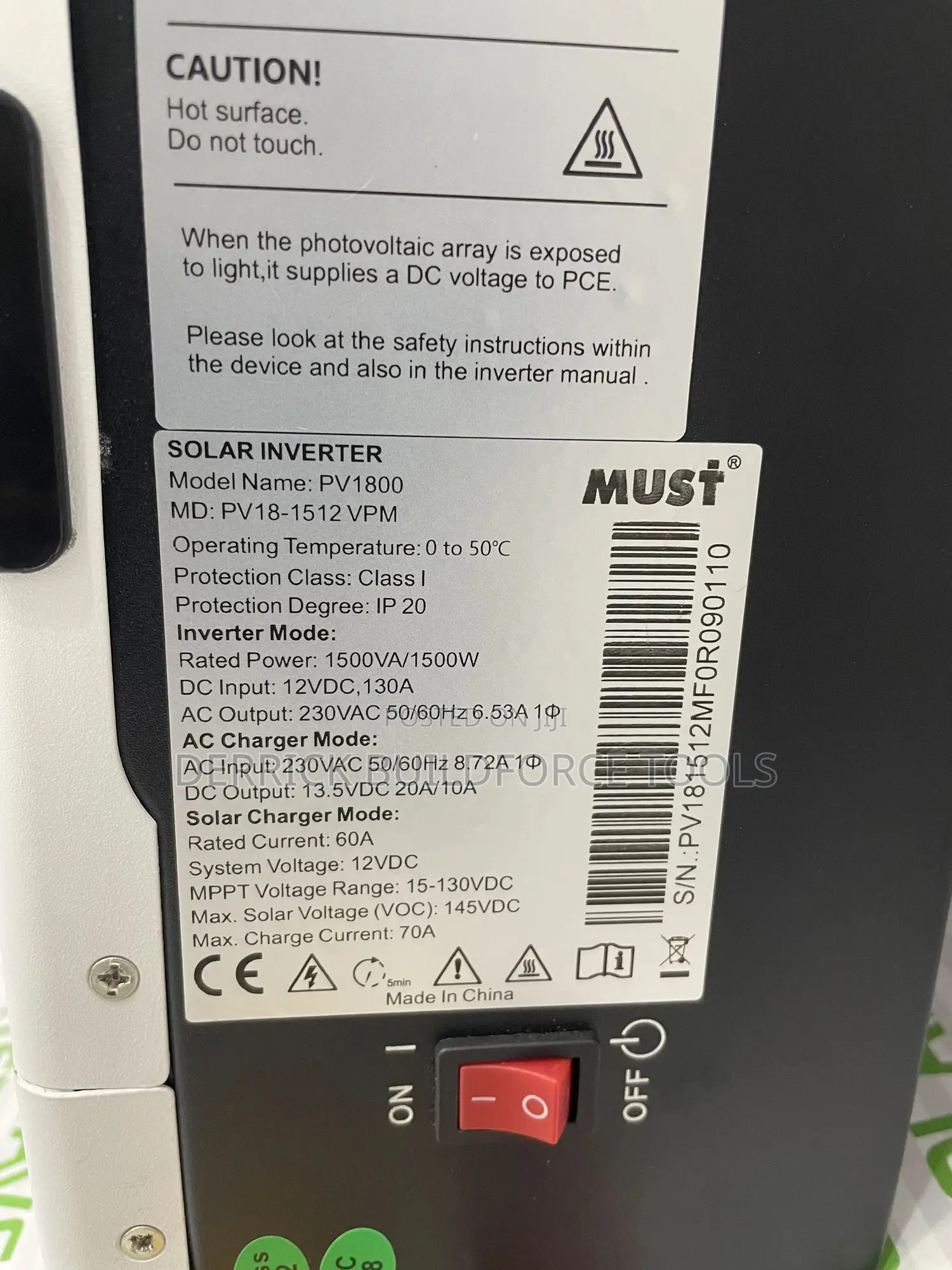 Must 1.5kva 12v Hybrid Pure Sinewave Inverter(1500watts)