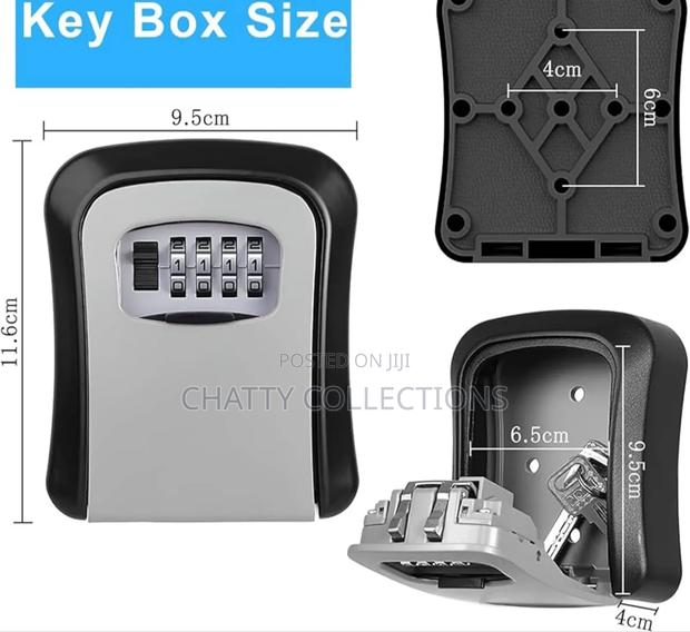 Black and Gray High Quality Metallic Safe Keys Lock Box - thumbnail 3