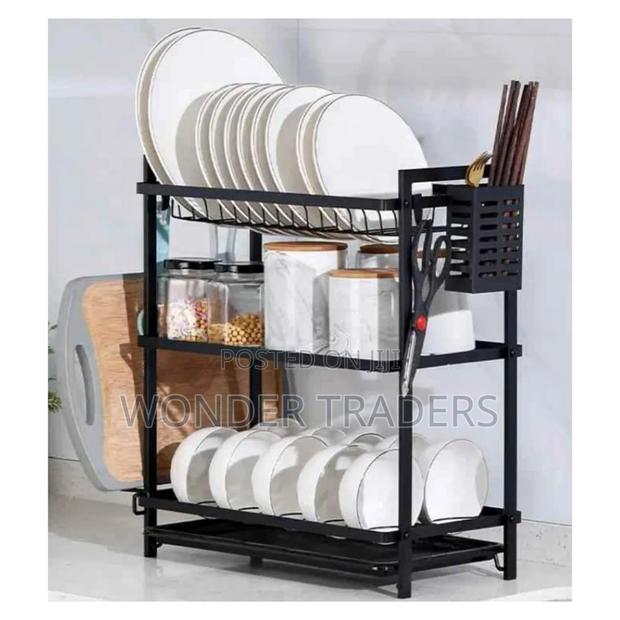 3 Tier All Black Metallic Dishrack