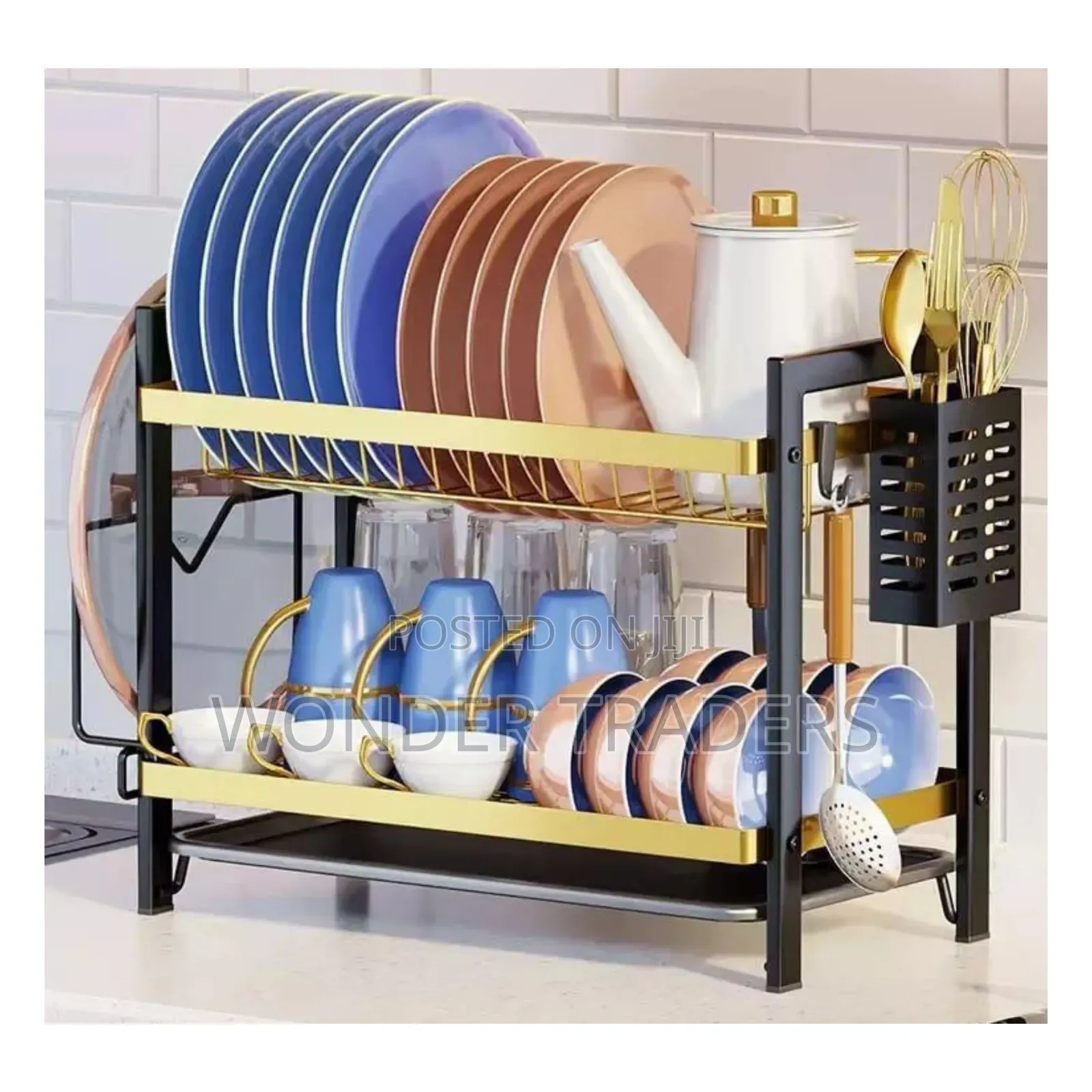 2* Tier Black/Gold Dishrack
