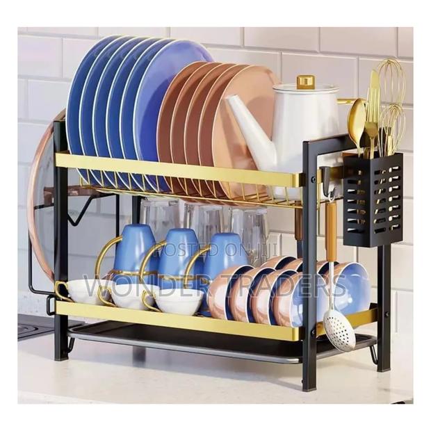 2* Tier Black/Gold Dishrack