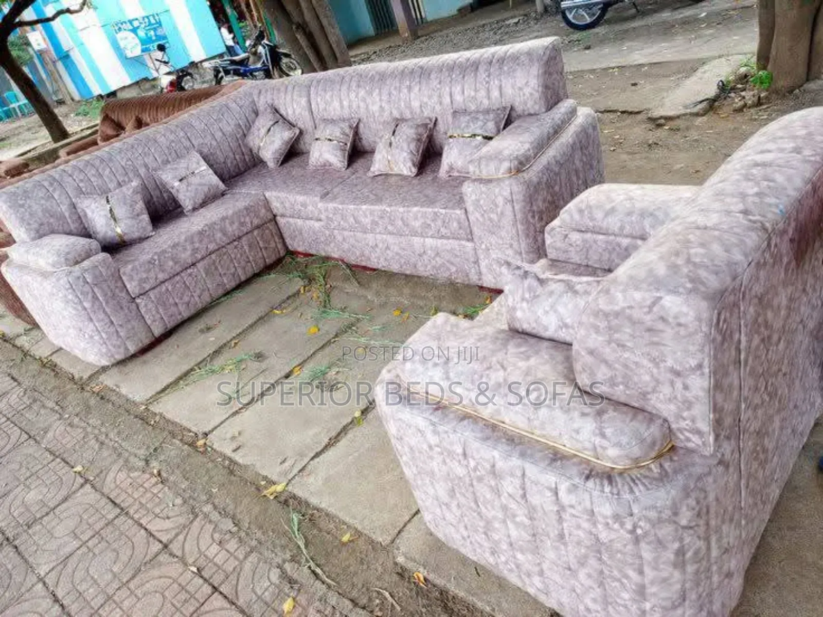 6 Seater Grey L Shape Sofa on Sale.