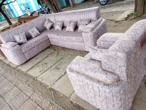 6 Seater Grey L Shape Sofa on Sale.