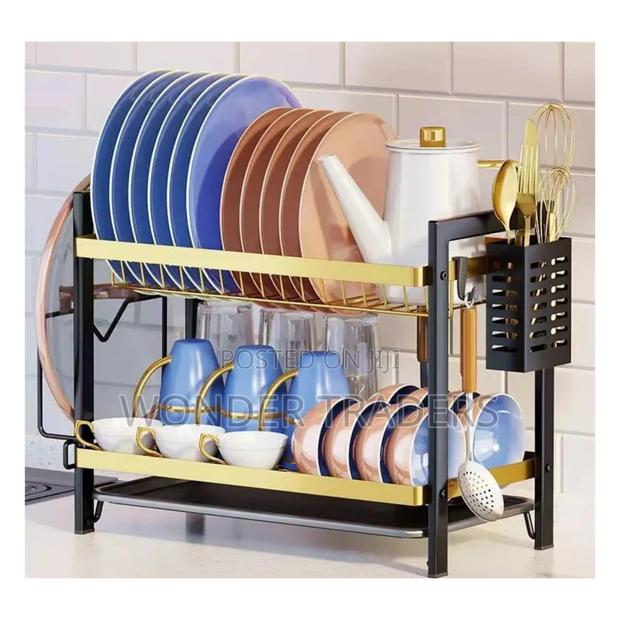 2 Tier Black/Gold Dishrack