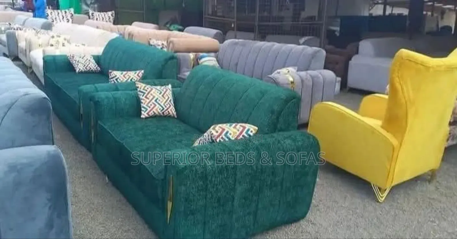 Green 3-Seater Modern Sofa
