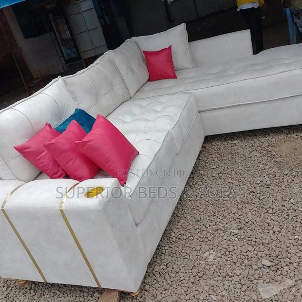 White L-Shaped Luxury Sofa (5 Seater)