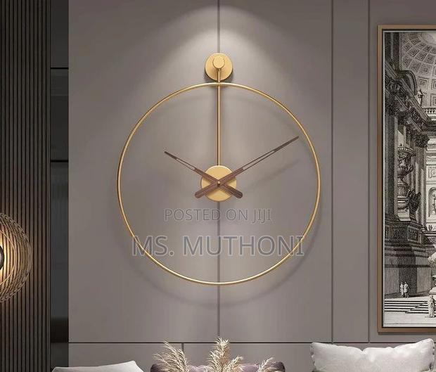 Open Frame 60 Cm Luxury Wall Clock in Gold Black - thumbnail 2