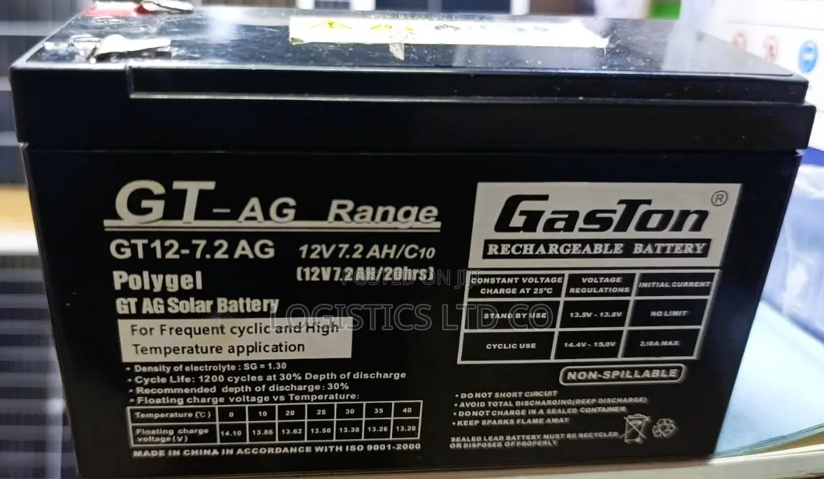 Gaston Backup Recheargable Battery 12v 7.2 Ah