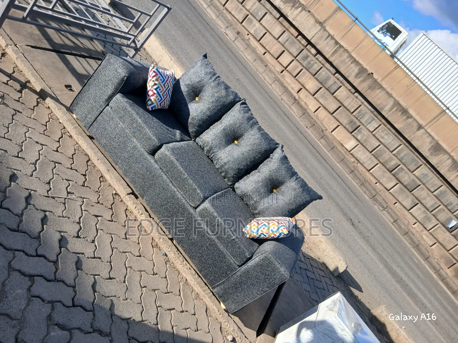 Dark Plain Grey Sofa for Sale