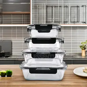 *4 PCS Glass Food Container Set 370ml, 640ml, 1040ml, 1520ml Glass