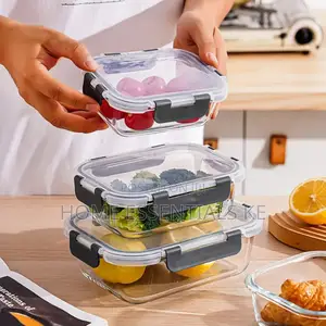 *4 PCS Glass Food Container Set 370ml, 640ml, 1040ml, 1520ml Glass