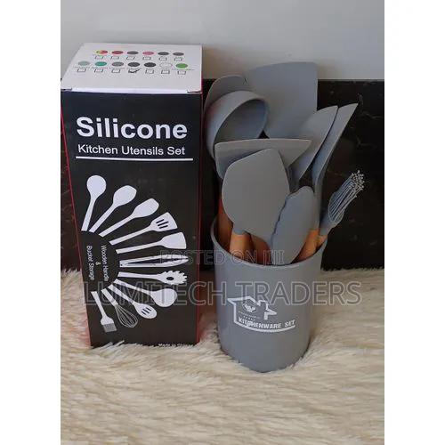 Durable 12 Pieces Silicone Spoons Grey