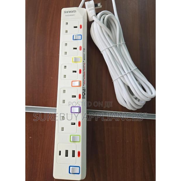 6-Way Power Extension With Usb Type-C Fast Charging Ports