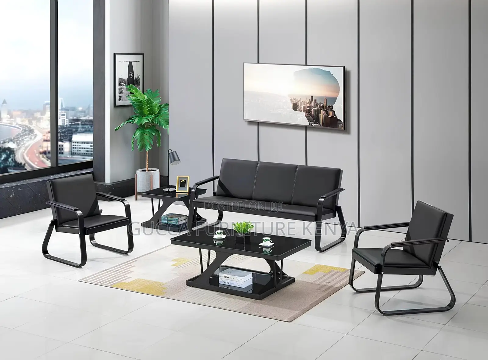 5-Seater Leather Executive Sofa With Armrest