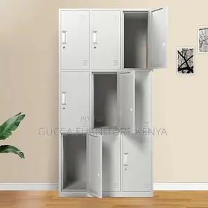 9-Door's Metallic Gym and Office Storage Cabinet