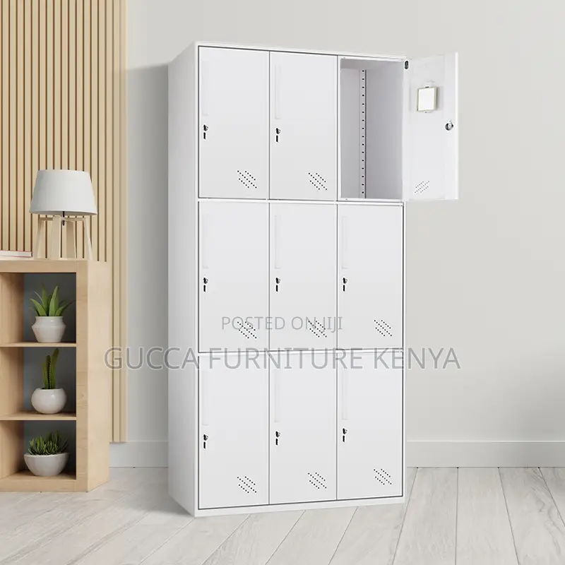 9-Door's Metallic Gym and Office Storage Cabinet