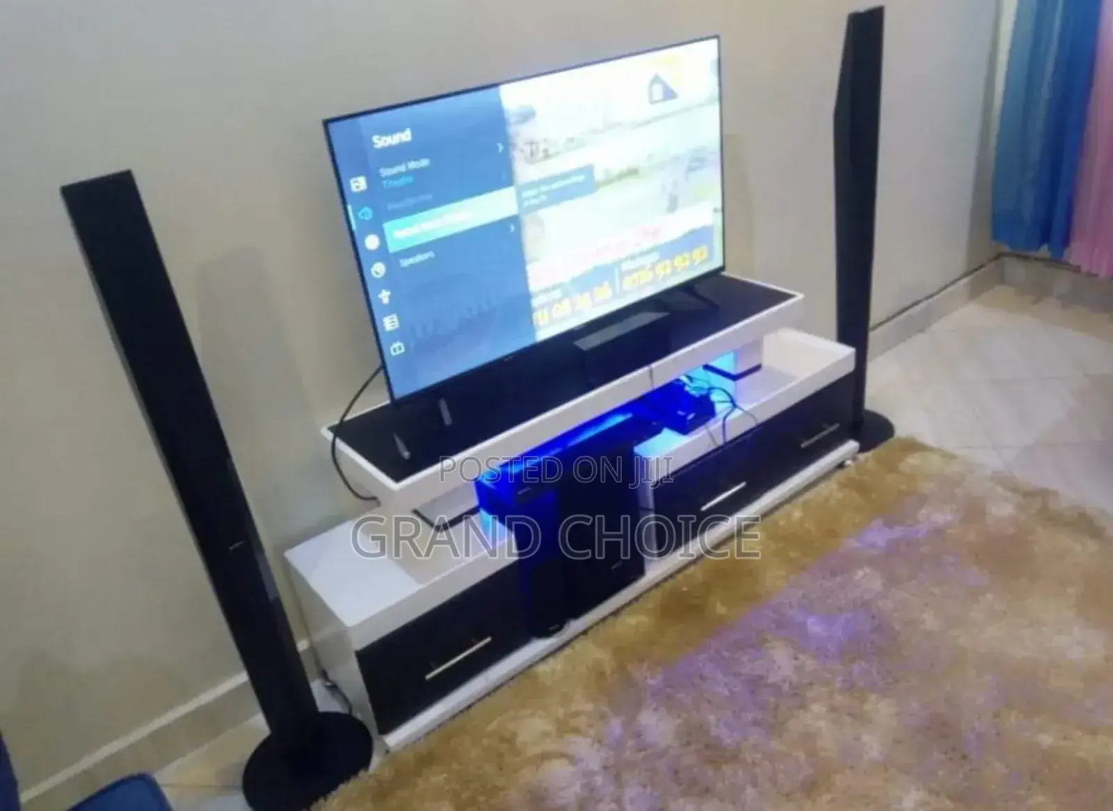 Black-White Tv Stand With Lights