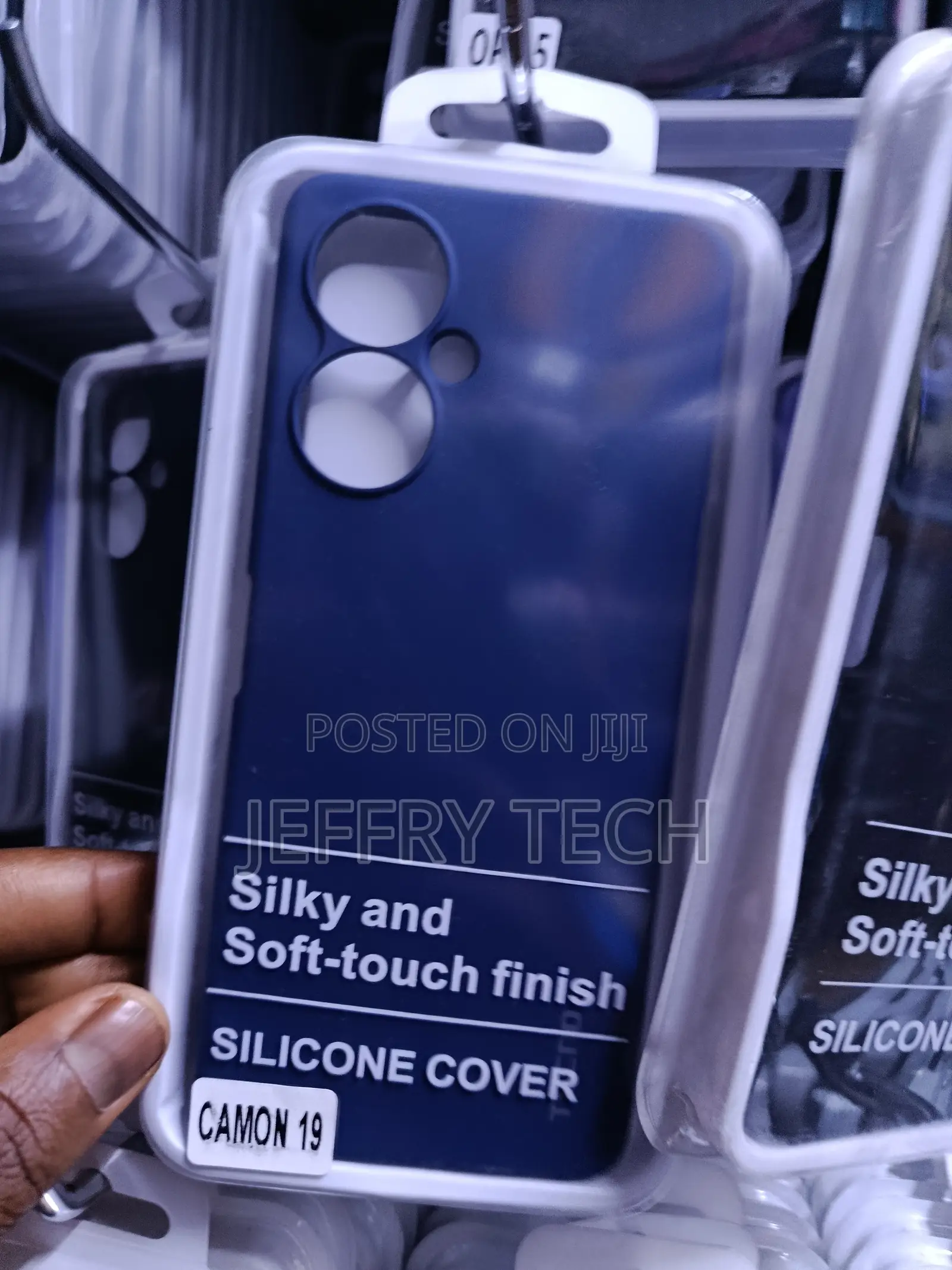 Blue Liquid Silicone Back Cover Case Tecno Camon 19 Smartphone.