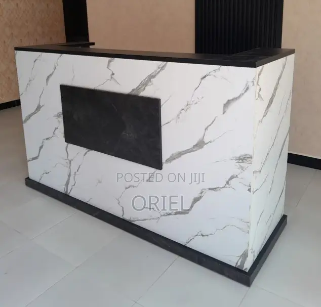 Office Desk : 1800mm Marble Front Office Reception Desk