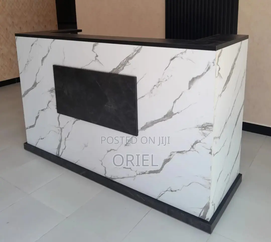 Office Desk : 1800mm Marble Front Office Reception Desk