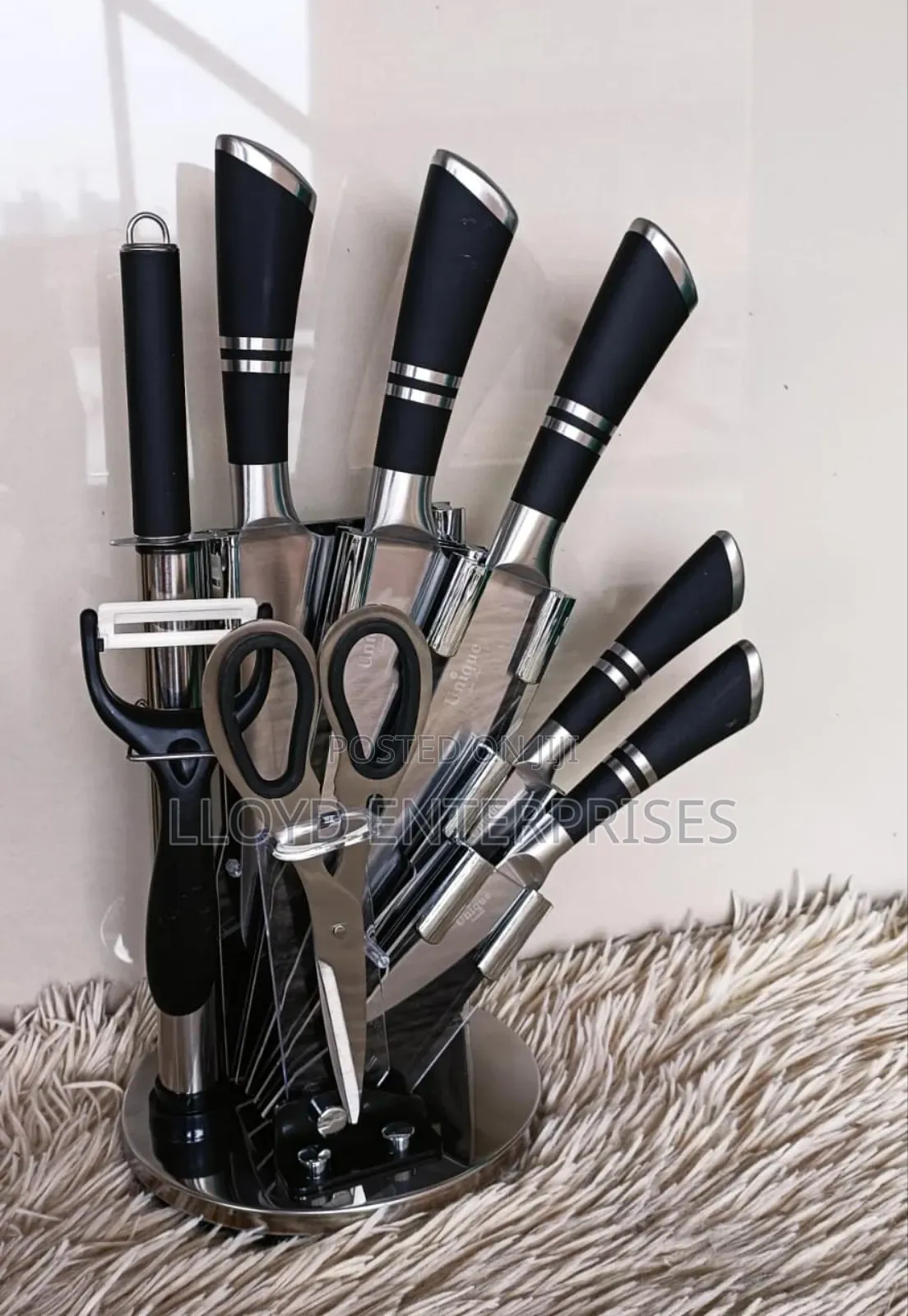 9pcs Unique Black Handle Knife Set