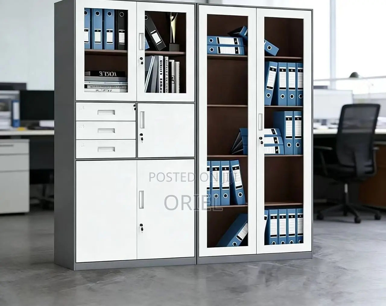 Office Cabinet : 2-Door Metallic Office Cabinet With Integrated Safe