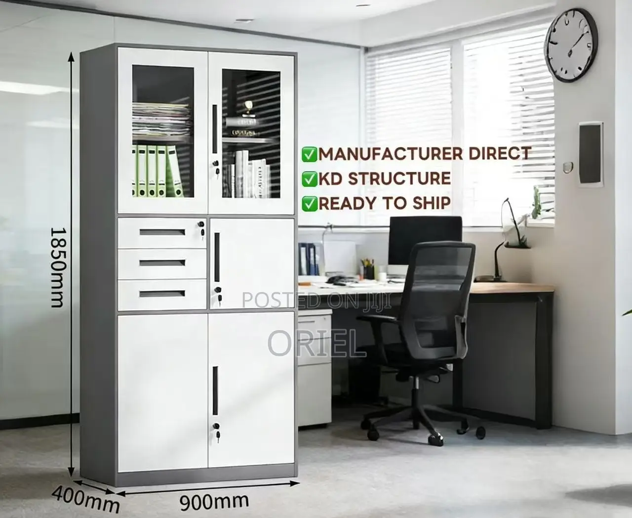 Office Cabinet : 2-Door Metallic Office Cabinet With Integrated Safe