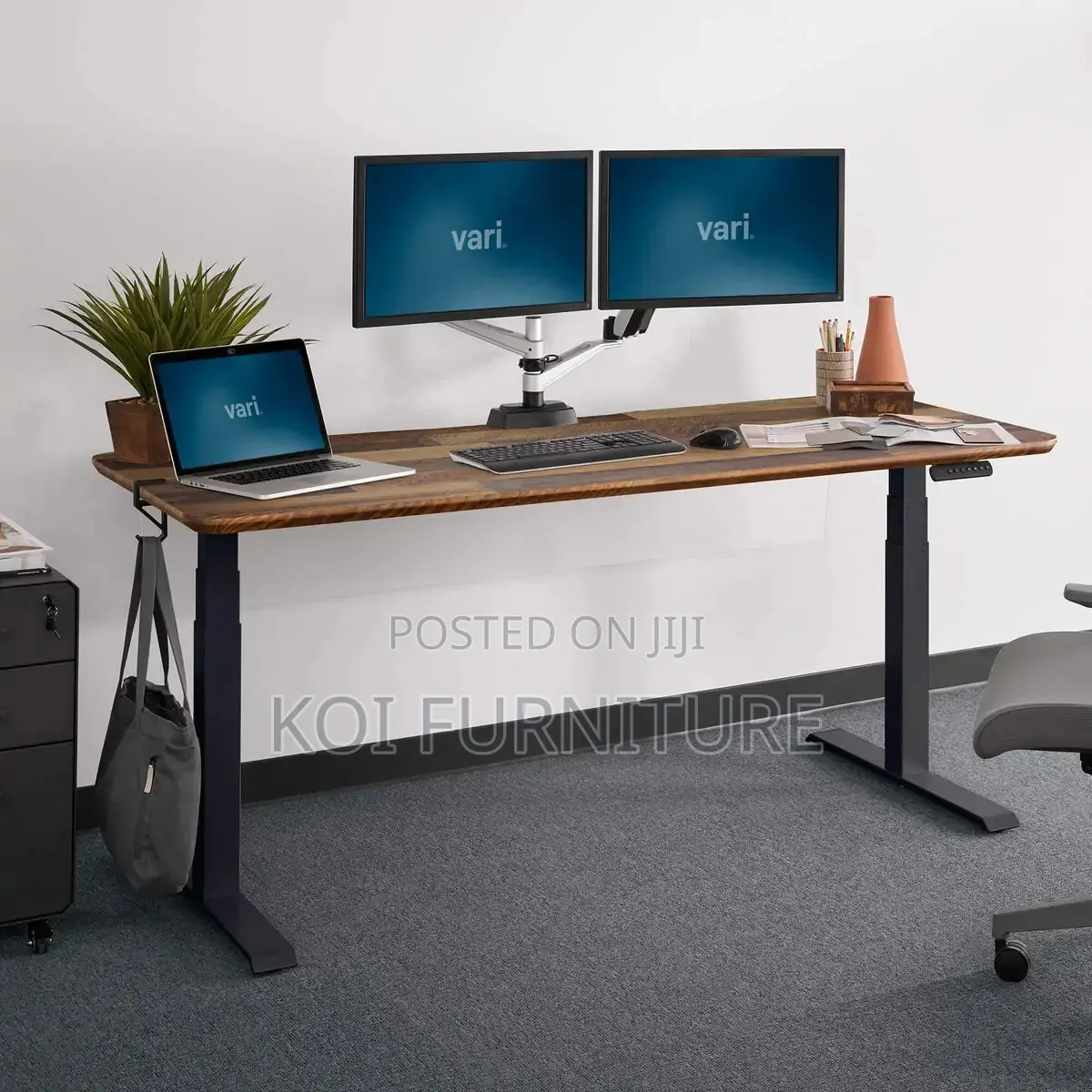 Office Desk; 1200mm Black Adjustable Standing Height Table