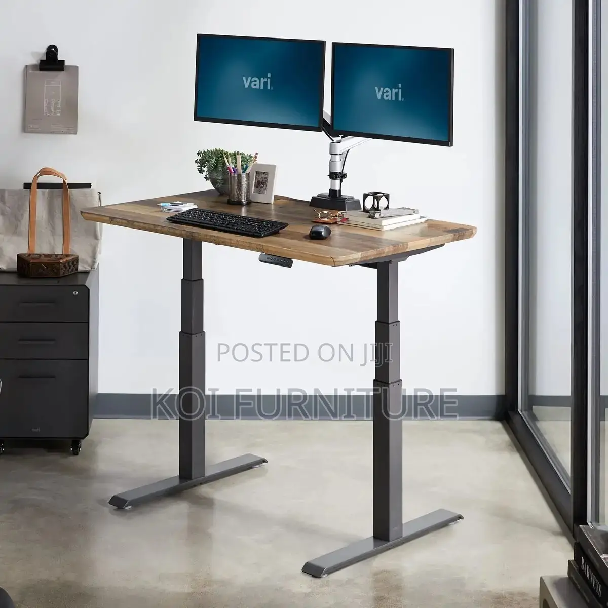 Office Desk; 1200mm Black Adjustable Standing Height Table