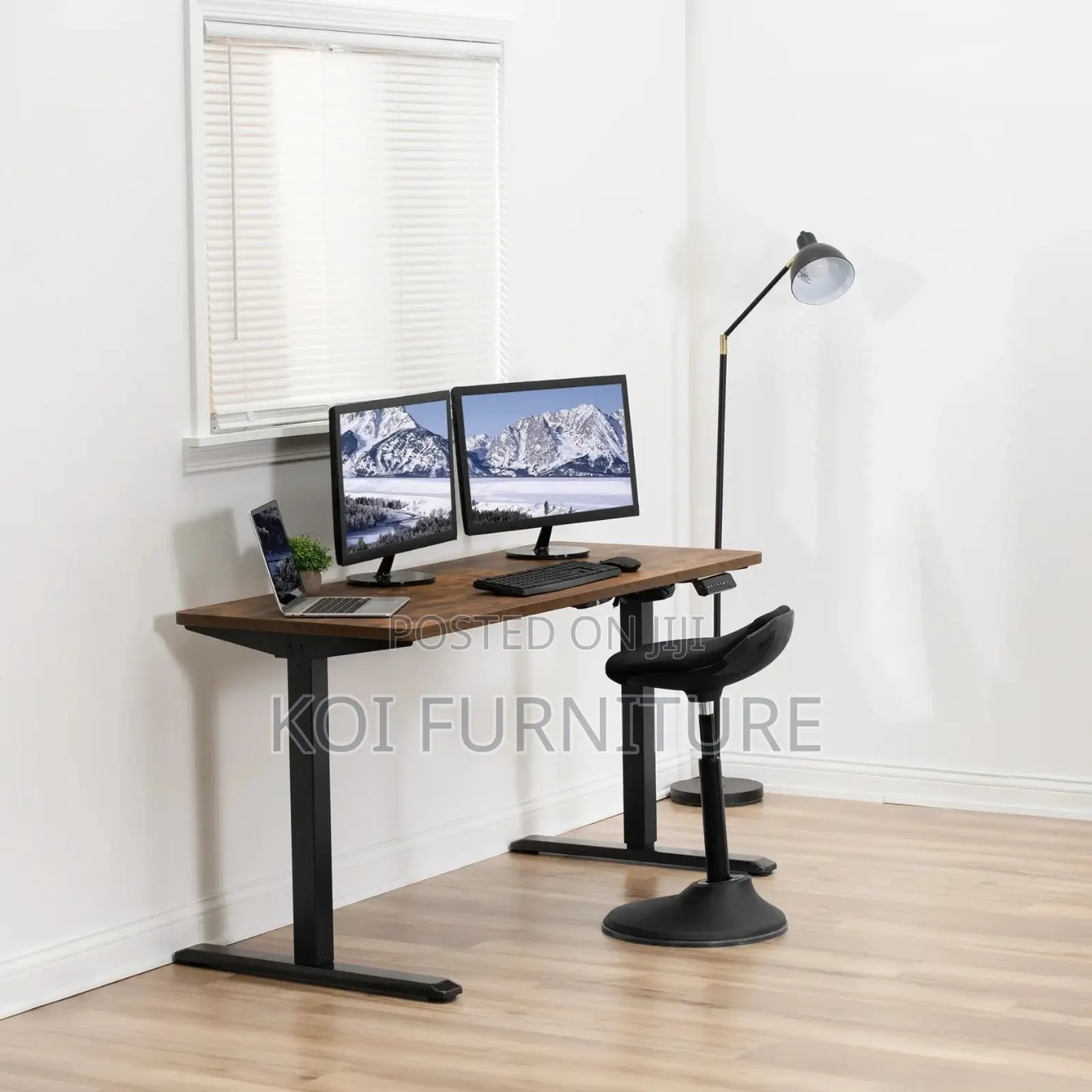 Office Desk; 1200mm Black Adjustable Standing Height Table