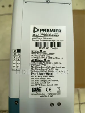 Premier Solar Hybrid Inverter 3.2kva 24v Pure Sine Wave Inverter