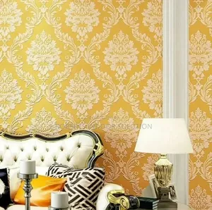 Prior.Choice European Gold Damask 3d Non-Woven Wallpaper Roll.