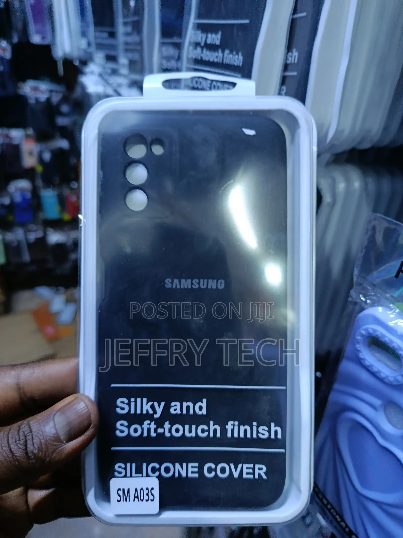 Black Samsung Silicone Cover Designed for the Samsung Galaxy A03s.
