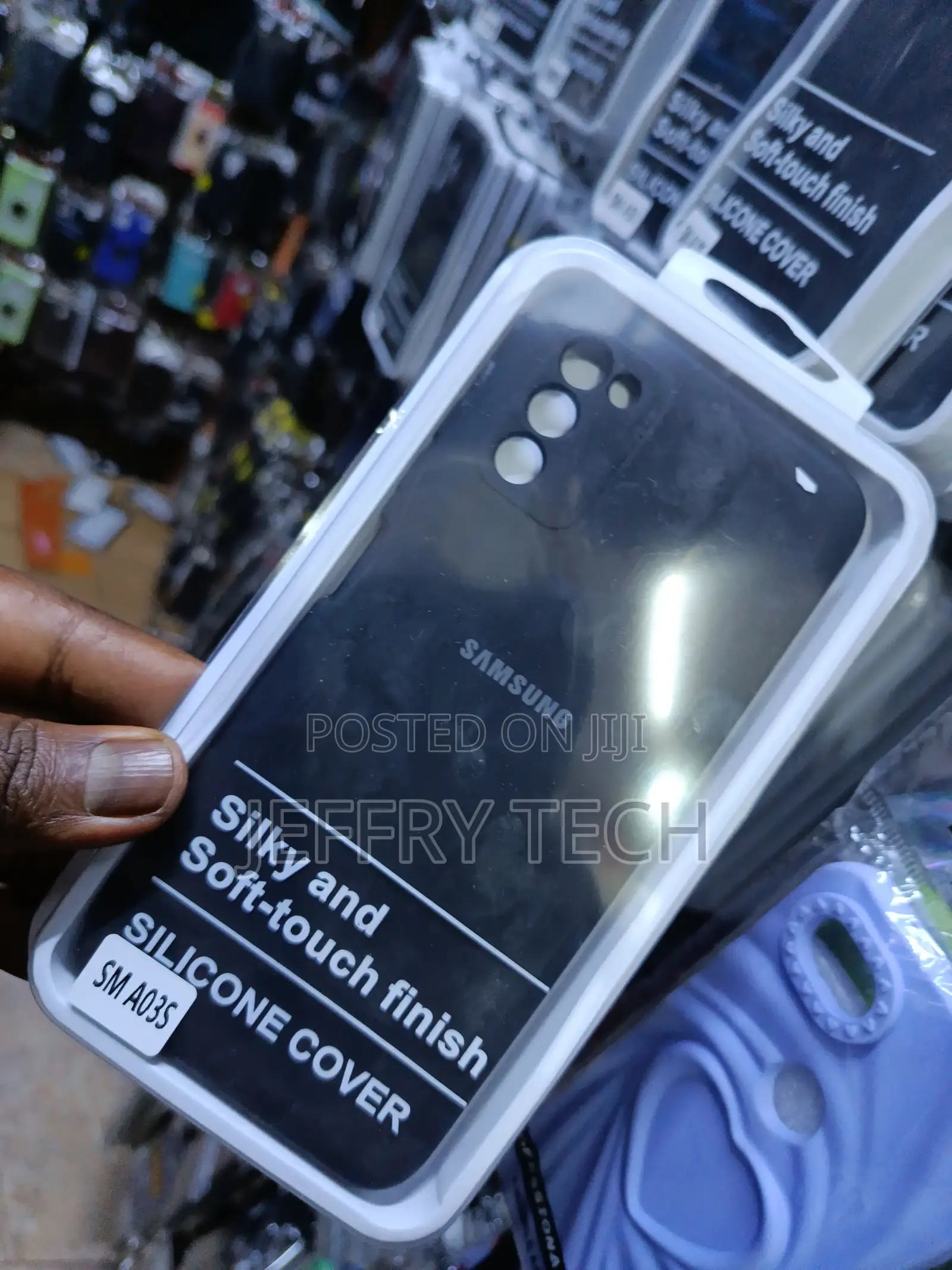 Black Samsung Silicone Cover Designed for the Samsung Galaxy A03s.